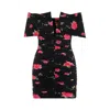 Magda Butrym Draped Floral-print Mini Dress In Black
