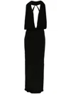 Magda Butrym Draped Stretch-satin Halterneck Gown In Black