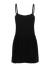 Magda Butrym Ribbed Texture Pleated Skirt Dress In Black