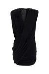 Magda Butrym Mini Dress Draped Design Ruched Detailing Sleeveless In Black
