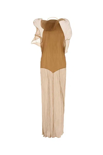 Magda Butrym Halter Neck Maxi Dress With Sheer Ruffles In Multi