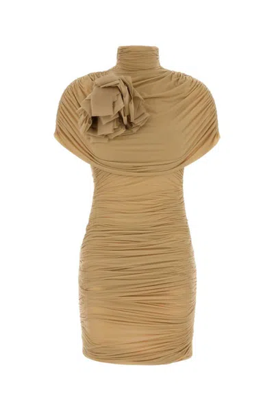 Magda Butrym Jersey Dress One Shoulder High Neckline In Brown