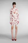 Magda Butrym Floral-appliqué Sheer Jersey Minidress In Beige