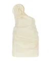 Magda Butrym Asymmetric Off-the-shoulder Silk Taffeta Dress In Neutral