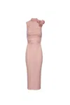 Magda Butrym Rosette Stretch-silk Maxi Dress In Pink