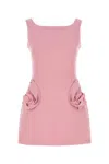 Magda Butrym Floral Appliqued Wool Mini Dress In Pink