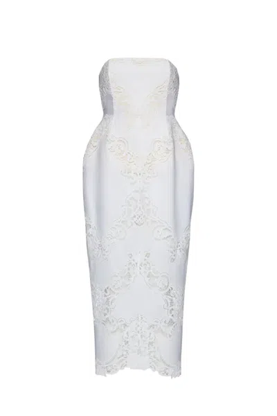 Magda Butrym Sculpted Embroidered Cotton Maxi Dress In White