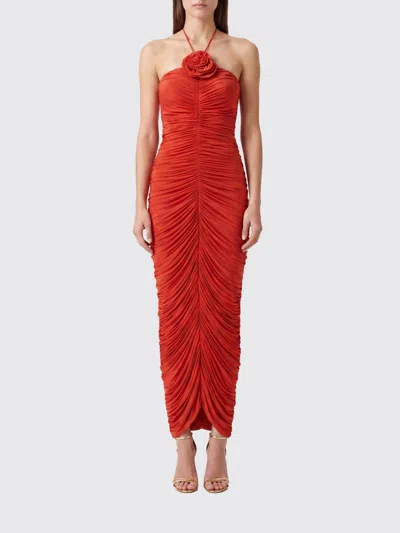 Magda Butrym Floral-applique Ruched Jersey Midi Dress In Red