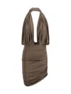 Magda Butrym Plunge-halterneck Jersey Midi Dress In Beige