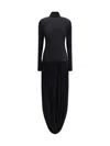 Magda Butrym Asymmetric Pleated Turtleneck Maxi Dress In Black