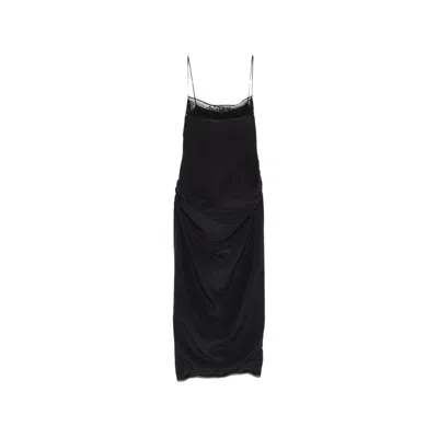 Magda Butrym Lace-trim Draped Midi Dress In Black