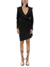 Magda Butrym Sculptural Mini Dress Featuring V-neckline In Black