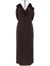 Magda Butrym Draped Cowl Neck Midi Dress In Brown