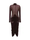 Magda Butrym Long Sleeve Sheer Midi Dress In Purple