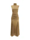 Magda Butrym Long Dress With Draping In Nude