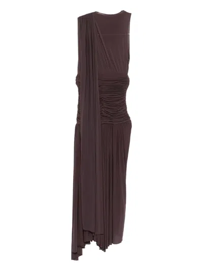 Magda Butrym Drop-waist Sheer Midi Dress In Brown
