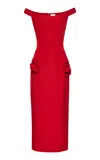 Magda Butrym Dropped Waist Silk Dress In Red