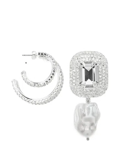 Magda Butrym Earrings Large Stone "earrings 11" Rhodium In Metallic