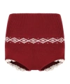 Magda Butrym Elastic Waist Knit Shorts In Burgundy