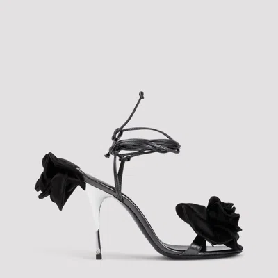 Magda Butrym Elegant Flower Sandals For Women In Black