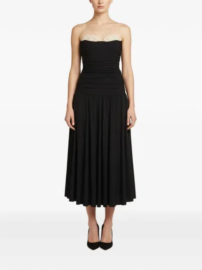 Pre-owned Magda Butrym Embellished Bustier Midi Dress In Black