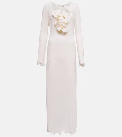 Magda Butrym Floral Shirred Gown In Cream