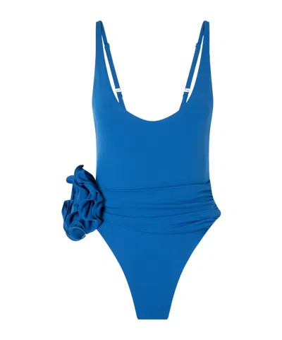 Magda Butrym Embellished Gathered Swimsuit In Blue