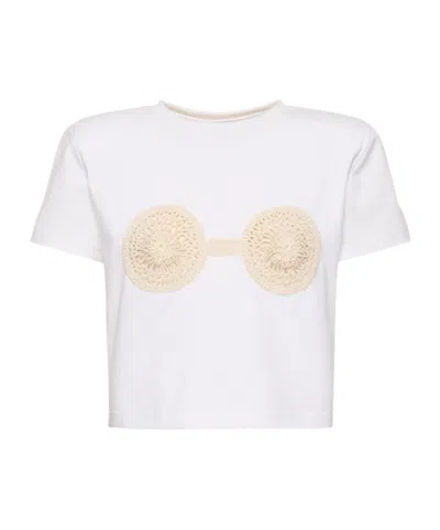 Magda Butrym Embellished Jersey T-shirt In White