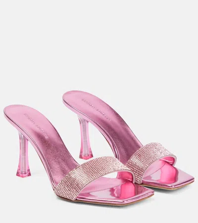 Magda Butrym Embellished Leather-trimmed Pvc Mules In Pink