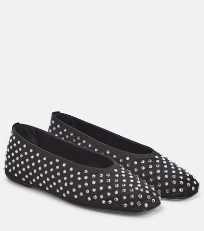 Magda Butrym Embellished Satin Ballet Flats In Black