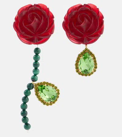 Magda Butrym Embellished Sterling Silver Drop Earrings In Red