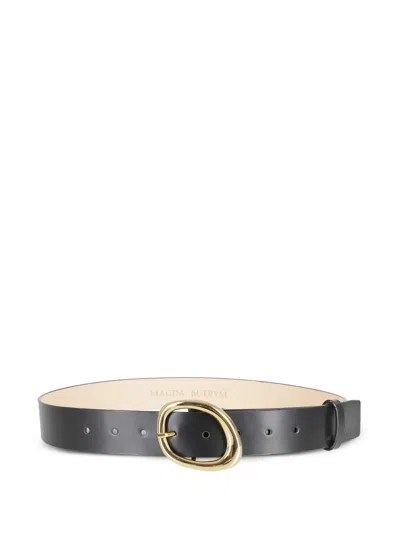 Magda Butrym Embossed Oval Buckle Belt In Black
