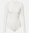 Magda Butrym Long-sleeve Tricot Polo Bodysuit In White
