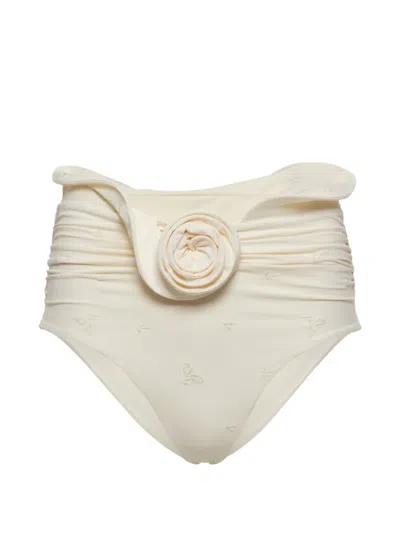 Magda Butrym Embroidered Floral-appliqué Bikini Bottoms In White