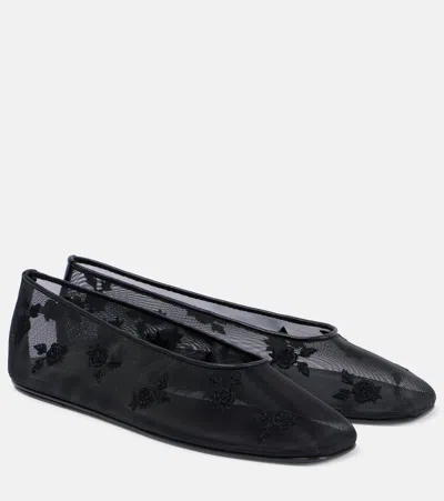 Magda Butrym Embroidered Mesh Ballet Flats In Black