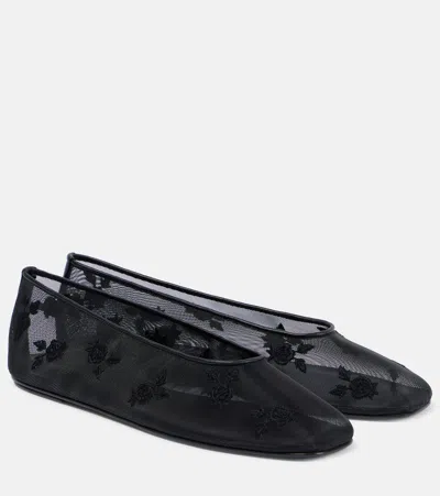 MAGDA BUTRYM EMBROIDERED MESH BALLET FLATS