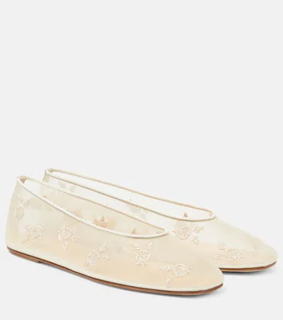 Magda Butrym Beige Mesh Ballerina Flats In Cream