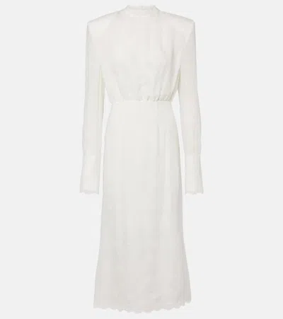 Magda Butrym Embroidered Silk, Wool And Cotton-blend Midi Dress In White