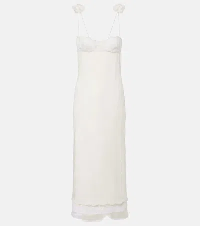 Magda Butrym Embroidered Silk, Wool And Cotton-blend Midi Dress In White