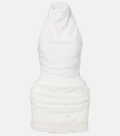 Magda Butrym Embroidered Silk, Wool And Cotton-blend Minidress In White