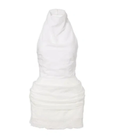 Magda Butrym Embroidered Silk, Wool And Cotton-blend Minidress In White
