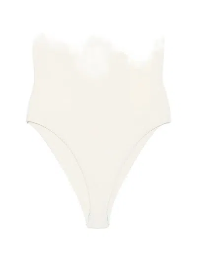 Magda Butrym Embroidered Underwired Swimsuit In Neutral