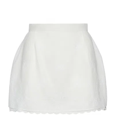 MAGDA BUTRYM EMBROIDERED WHITE MINI SKIRT