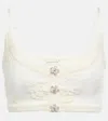 Magda Butrym Embroidered Wool-blend Crop Top In Cream