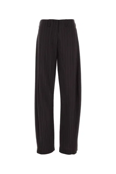 Magda Butrym Embroidered Wool Blend Pant In Brown