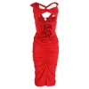Magda Butrym Exclusive Gathered Cutout Midi Dress In Red Viscose In Red