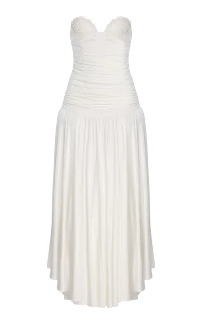 Magda Butrym Exclusive Riviera Crochet-trim Jersey Maxi Dress In White