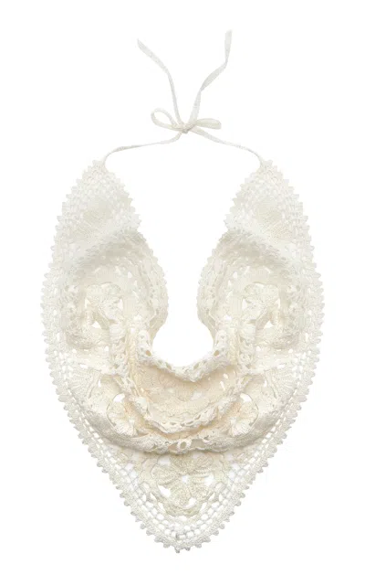 Magda Butrym Exclusive Riviera Crocheted Cotton Headscarf In White