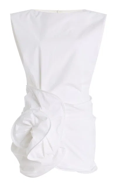Magda Butrym Exclusive Riviera Rose-detailed Cotton Mini Dress In White