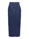 Magda Butrym High-waisted Denim Skirt With Pockets And Slit In Blue